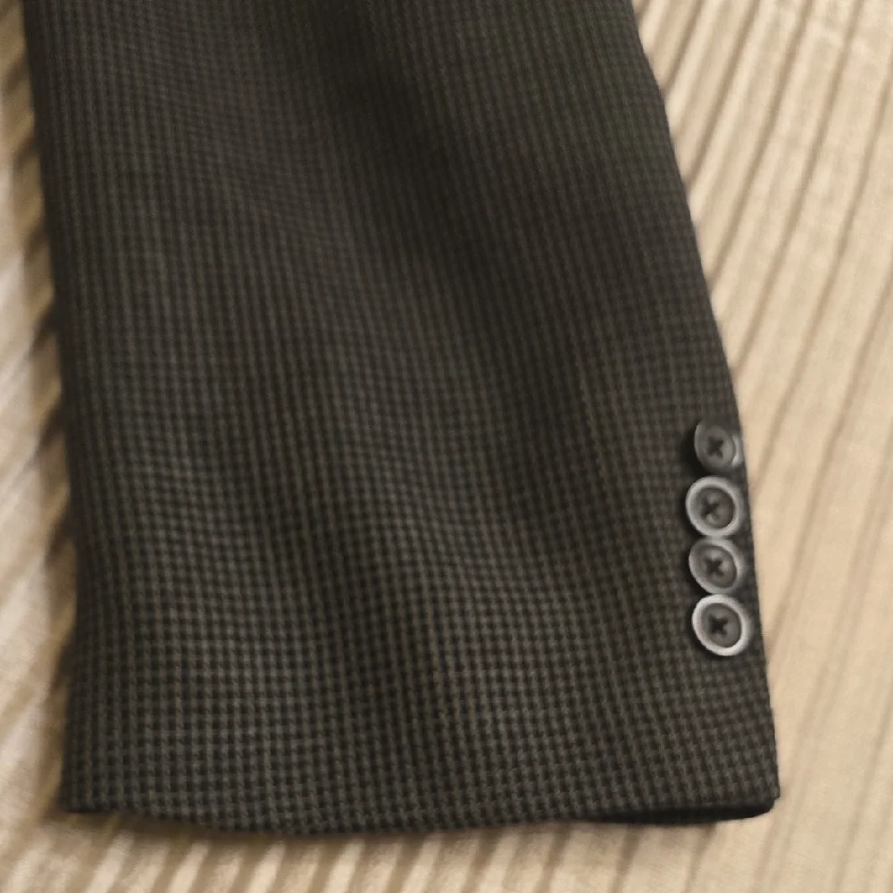Oscar de la Renta Wool  Gray and Black Textured Blazer